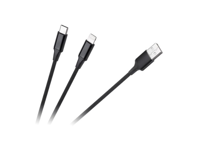 Kábel CABLETECH KPO3944 USB - USB-C/Lightning 1m Black
