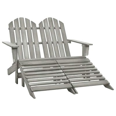 vidaXL 2-miestna záhradná stolička a taburetka Adirondack jedľa sivá