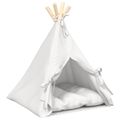 vidaXL Psí teepee s vankúšom Biela 40 x 40 x 50 cm Polyester
