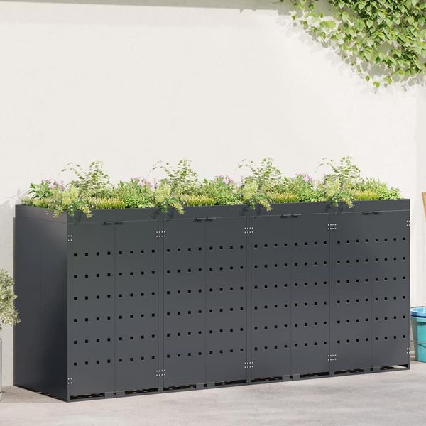 vidaXL Úložisko na 4 koše Wheelie Antracit 272 x 77,5 x 121,5 cm