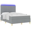 vidaXL LED box s pružinami Svetlosivá 140 x 200 cm látka