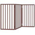 vidaXL Brána pre psa skladacia 3 panely hnedá 150 cm topoľové drevo