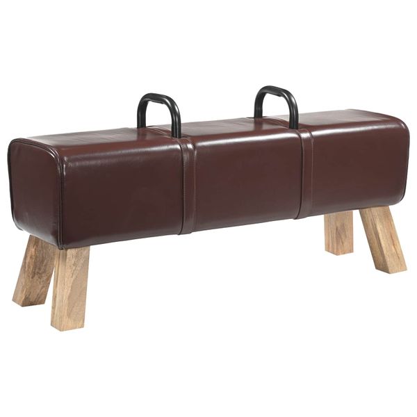 vidaXL lavička Tmavohnedá 110 x 30 x 45 cm Skutočná koža