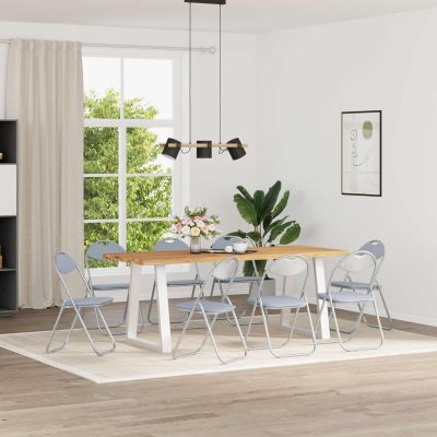 vidaXL Skladacia stolička 8 pcs Biely 48 x 43,5 x 81 cm Umelá koža