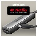 AXAGON RVC-HI8KPD, USB-C -> HDMI 2.1 redukce / adaptér, 8K/60Hz, 4K/144Hz, HDR10+, PD100W Adaptér, aktivní, USB-C (M) na HDMI 2.1 (F), 8K, 60Hz, 4K, 144Hz, 0,16m, HDCP 2.3, PD 100W, cerno-stríbrný