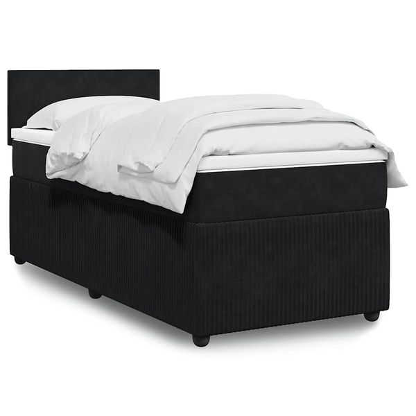 vidaXL Posteľný rám boxspring s matracom čierny 90x200 cm zamat
