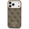 Guess 4G Triangle Logo & Big Strap Metal Buttons MagSafe puzdro pre iPhone 17 Pro Max hnedá