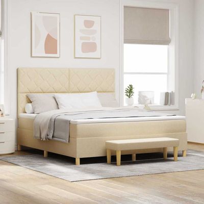 vidaXL Posteľ s pružinovým rámom s vankúšom Krémová 200 x 180 cm látka