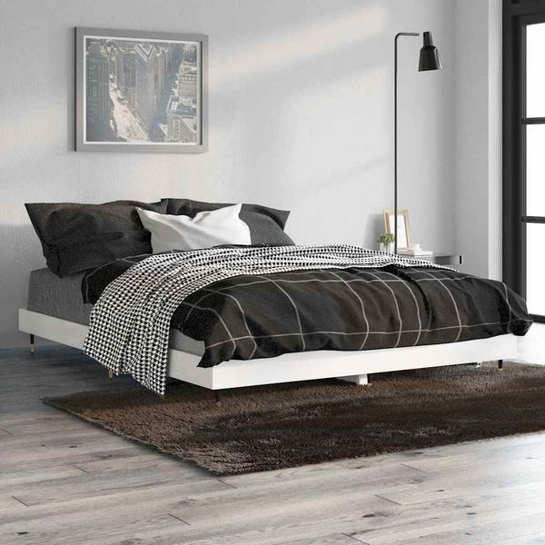 vidaXL Posteľný rám lesklý biely 135x190 cm kompozitné drevo