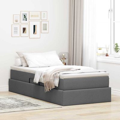 vidaXL Postel s úložným prostorem a matrací Tmavo šedá 100 x 200 cm