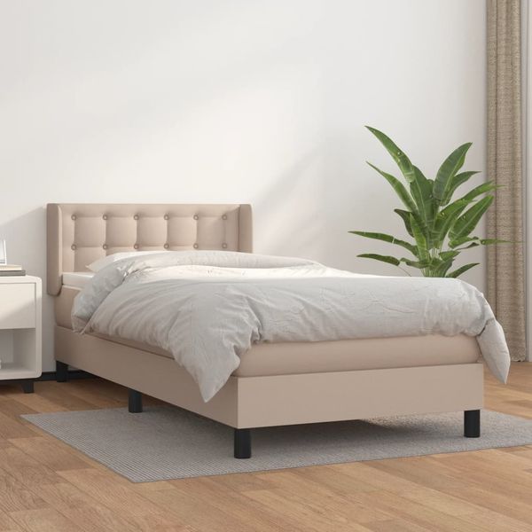 vidaXL Boxspring posteľ s matracom kapučínová 100x200 cm umelá koža