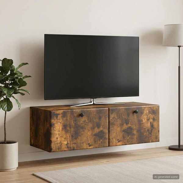 vidaXL Nástenná TV skrinka 98 x 41 x 30 cm Dymový dub Kompozitné drevo