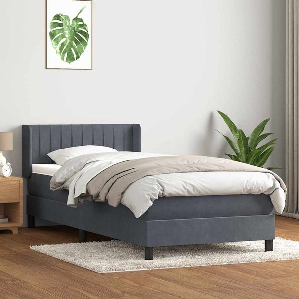 vidaXL Posteľný rám boxspring s matracom tmavosivý 80x220 cm zamat