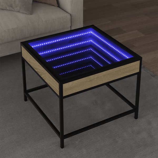 vidaXL Konferenčný stolík s nekonečnými LED dub sonoma 50x50x41 cm