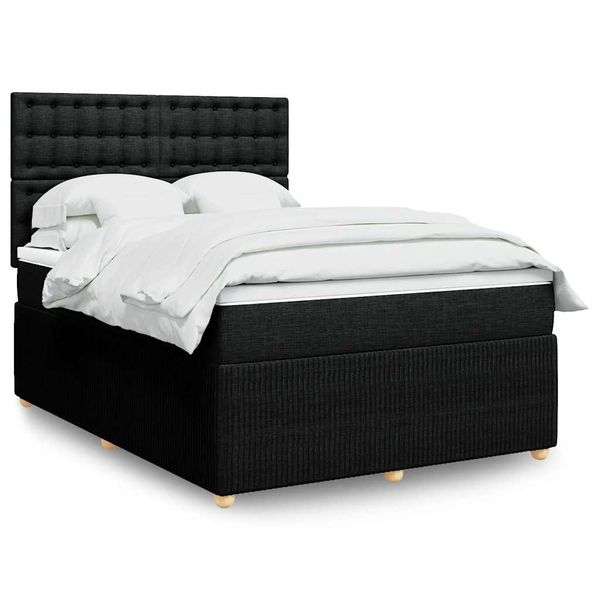 vidaXL Boxspring posteľ s matracom čierny 140x190 cm látka