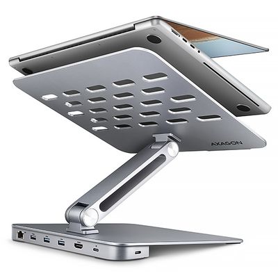AXAGON HMC-STND, stojan pre 10''-17'' notebooky, USB 5Gbps hub, 3x USB-A, HDMI 4k/60Hz, RJ-45, PD 100W