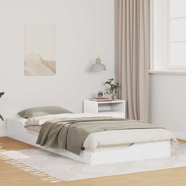 vidaXL Rám postele Biela 90 x 220 cm Masívne borovicové drevo