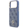 Puzdro Guess 4G Strass Logo & Big Strap Metal Buttons MagSafe pre iPhone 17 Pro Max modré
