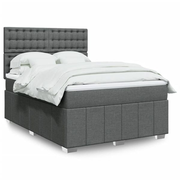vidaXL Boxspring posteľ s matracom tmavosivá 140x190 cm látka