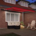 vidaXL Sklopná markíza Červená 350 x 250 cm Tkanina a hliník