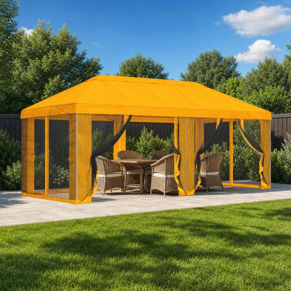 vidaXL Kryt altánku s bočnými stenami 6 x 3 m Žltá Polyester 190 gsm