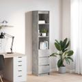 vidaXL Highboard Concrete Grey 37,5x35x180 cm Konštrukčné drevo