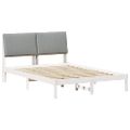 vidaXL Rám postele Biela a svetlosivá 150 x 200 cm Borovicový masív