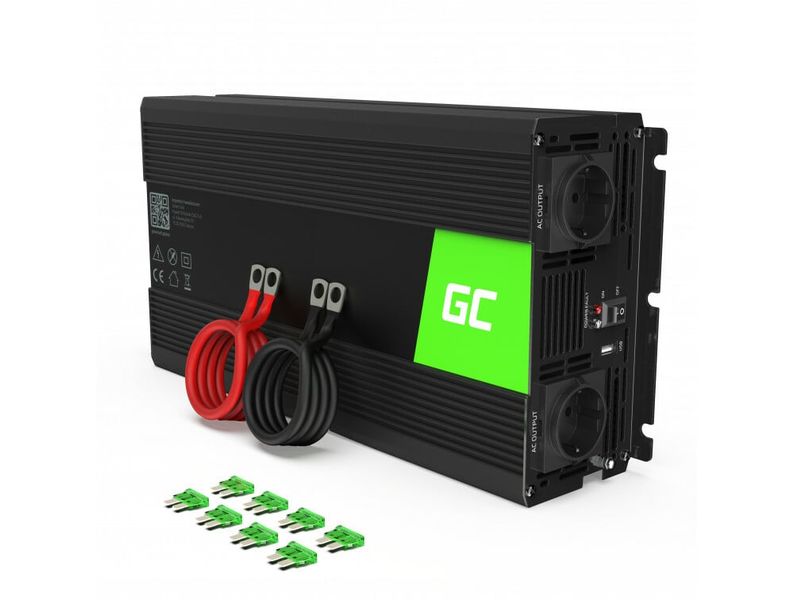 Green Cell INV25 automobilový menič napätia 12V to 230V, 1500W