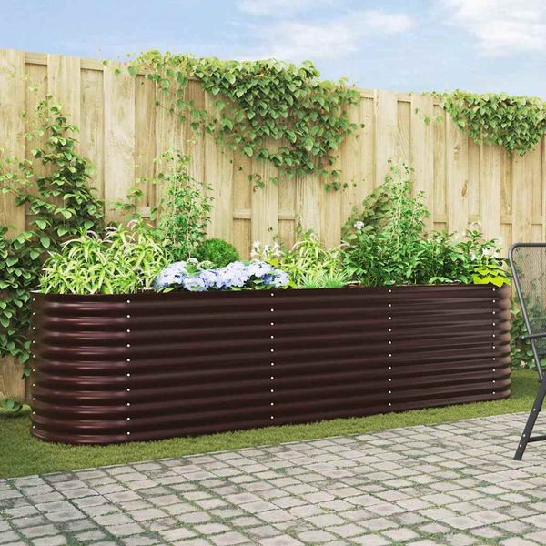 vidaXL Zvýšený záhon Hnedá 320 x 80 x 81 cm Oceľ
