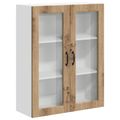 vidaXL Nástenný sklenený kabinet LUCCA Dub artisan 80 x 31 x 100 cm