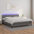 vidaXL Boxspring posteľ s matracom a LED sivá 160x200 cm umelá koža