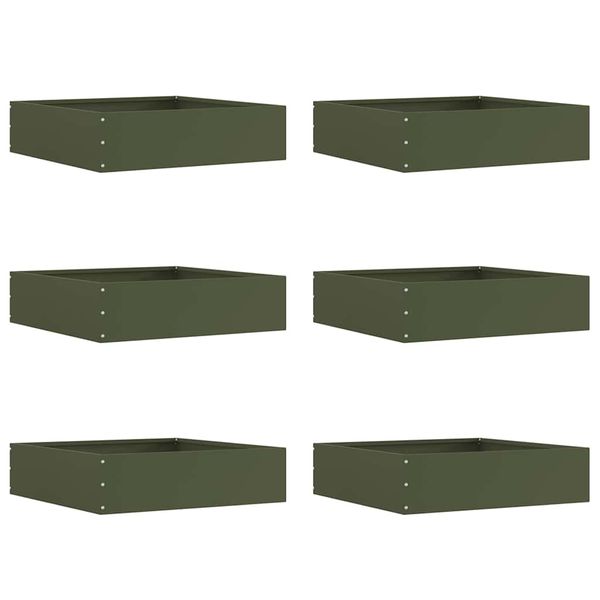 vidaXL Obrubník trávnika 6 pcs Olivová zelená 50 x 50 x 13 cm Oceľ
