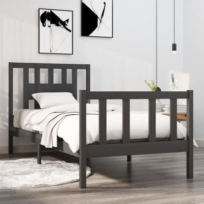 vidaXL Posteľný rám, sivý drevený masív 75x190 cm malé jednolôžko
