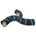 vidaXL Mačací tunel 3-cestný čierno-modrý 25 cm polyester