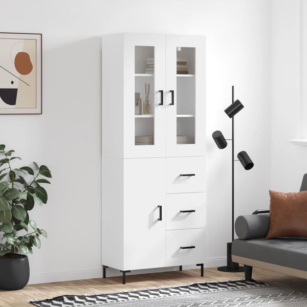 vidaXL Vysoká skrinka biela 69,5x34x180 cm spracované drevo
