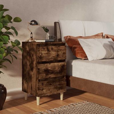 vidaXL Nočné stolíky nohy z masívneho dreva 2 ks dymový dub 40x35x69cm