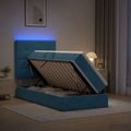 vidaXL LED úložná posteľ s matracom Tmavomodrá 90 x 200 cm Zamat