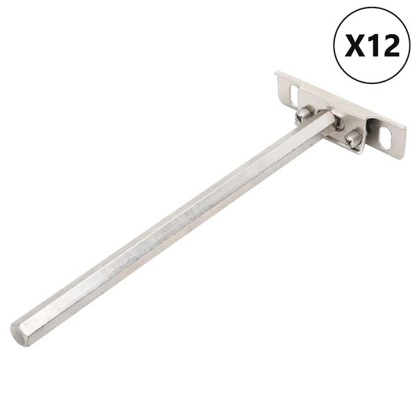 vidaXL Plávajúce konzoly na police 12 ks Neviditeľné Ø12x200 mm Uhlíková oceľ