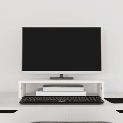 vidaXL Stojan na monitor biely 50x27x10 cm masívna borovica