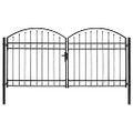 vidaXL Plotová brána ASSEN s dvojitými dverami a klenutým vrchom, oceľ 300x125 cm