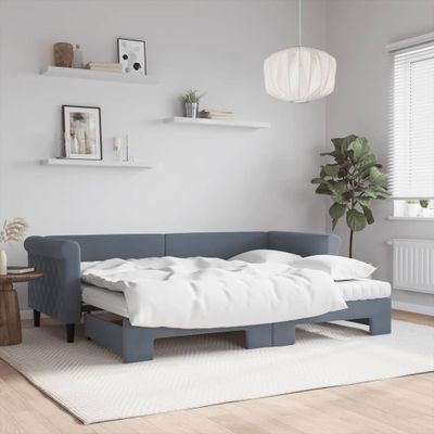 vidaXL Rozkladacia denná posteľ s matracmi tmavosivá 80x200 cm zamat