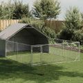 vidaXL Vonkajšia búda pre psov s výbehom, 6x3x1,9 m, pozinkovaná oceľ