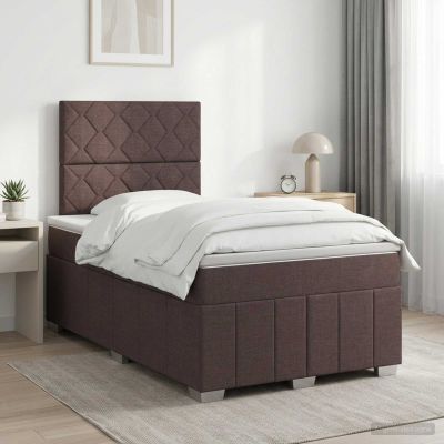 vidaXL Posteľ boxspring s matracom Tmavohnedá 120 x 200 cm Látka