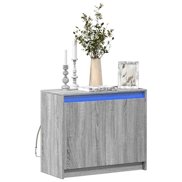 vidaXL Komoda s LED sivý dub sonoma 72x34x61 cm kompozitné drevo