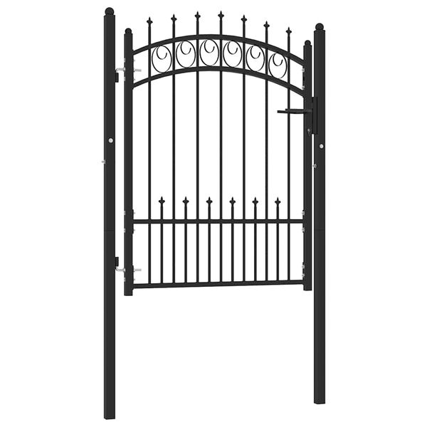 vidaXL Plotová brána EMMEN s hrotmi oceľ 104x109,5 cm čierna
