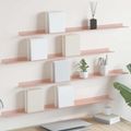 vidaXL Závesná polica 4 ks Ružová 100 x 9 x 2,5 cm Oceľ