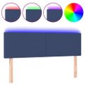 vidaXL Čelo postele s LED modré 144x5x78/88 cm látka