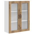 vidaXL Nástenný sklenený kabinet PORTO Remeselný dub 80 x 31 x 100 cm