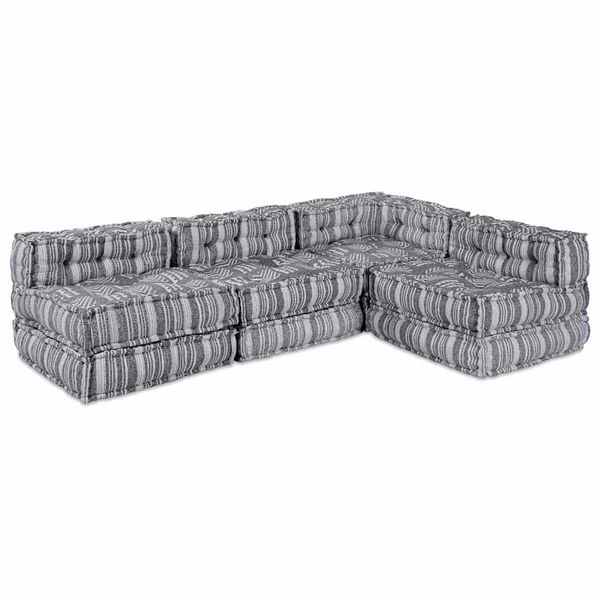 vidaXL Modulová pohovka Látka Sivá potlač 210 x 140 x 56 cm