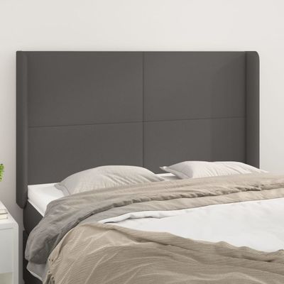 vidaXL Čelo postele so záhybmi sivé 147x16x118/128 cm umelá koža